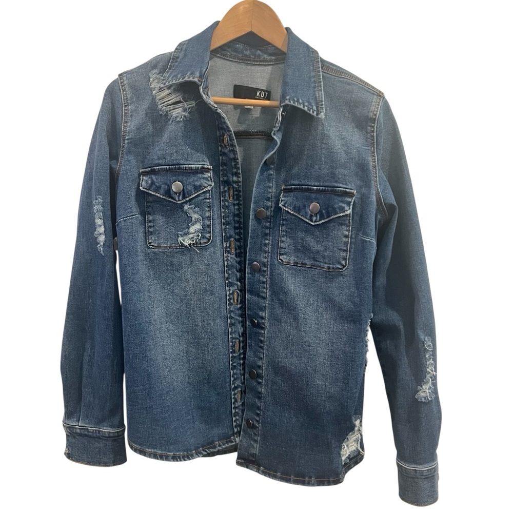 Kut From the Kloth Blue Denim Shirt Jacket - Picture 2 of 4
